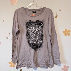Gray Long Sleeve Harley Davidson Top NWT